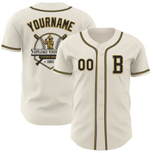 Laden Sie das Bild in den Galerie-Viewer, Custom Cream Black-Old Gold Authentic Baseball Jersey