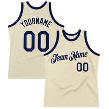 Charger l'image dans la galerie, Custom Cream Navy Authentic Throwback Basketball Jersey