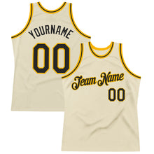 Charger l'image dans la galerie, Custom Cream Black-Gold Authentic Throwback Basketball Jersey