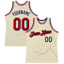 Charger l'image dans la galerie, Custom Cream Red Navy-White Authentic Throwback Basketball Jersey