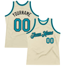 Charger l'image dans la galerie, Custom Cream Teal-Black Authentic Throwback Basketball Jersey