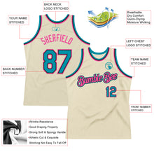 Charger l'image dans la galerie, Custom Cream Teal Black-Pink Authentic Throwback Basketball Jersey