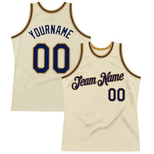 Charger l'image dans la galerie, Custom Cream Navy-Old Gold Authentic Throwback Basketball Jersey