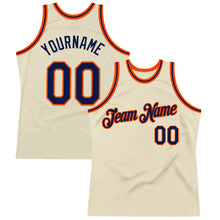 Charger l'image dans la galerie, Custom Cream Navy-Orange Authentic Throwback Basketball Jersey