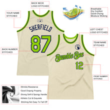 Charger l'image dans la galerie, Custom Cream Neon Green-Navy Authentic Throwback Basketball Jersey