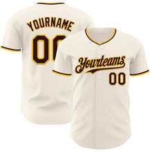 Load image into Gallery viewer, Custom Cream Brown-Gold Authentic Baseball Jersey