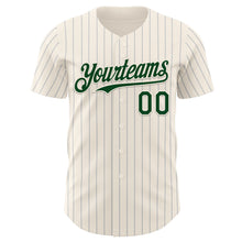 Загрузить изображение в средство просмотра галереи, Custom Cream Gray Pinstripe Green Authentic Baseball Jersey