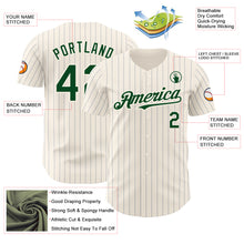 Загрузить изображение в средство просмотра галереи, Custom Cream Gray Pinstripe Green Authentic Baseball Jersey