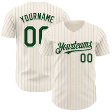Загрузить изображение в средство просмотра галереи, Custom Cream Gray Pinstripe Green Authentic Baseball Jersey