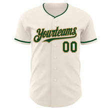 Load image into Gallery viewer, Custom Cream Green-Old Gold Authentic Baseball Jersey