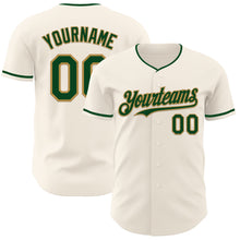 Load image into Gallery viewer, Custom Cream Green-Old Gold Authentic Baseball Jersey