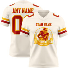 Load image into Gallery viewer, Custom Cream Red-Gold Authentic Football Jersey