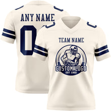 Load image into Gallery viewer, Custom Cream Navy Authentic Football Jersey