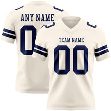 Load image into Gallery viewer, Custom Cream Navy Authentic Football Jersey