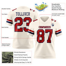 Laden Sie das Bild in den Galerie-Viewer, Custom Cream Red-Navy Authentic Football Jersey