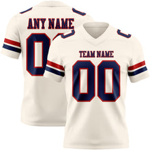 Load image into Gallery viewer, Custom Cream Navy-Red Authentic Football Jersey