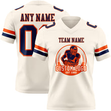 Load image into Gallery viewer, Custom Cream Navy-Orange Authentic Football Jersey