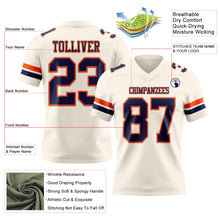 Load image into Gallery viewer, Custom Cream Navy-Orange Authentic Football Jersey