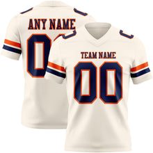 Load image into Gallery viewer, Custom Cream Navy-Orange Authentic Football Jersey