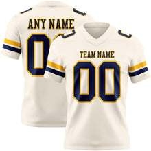 Load image into Gallery viewer, Custom Cream Navy-Gold Authentic Football Jersey