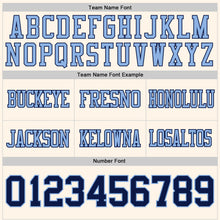 Load image into Gallery viewer, Custom Cream Navy-Light Blue Authentic Football Jersey