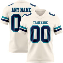 Laden Sie das Bild in den Galerie-Viewer, Custom Cream Navy-Teal Authentic Football Jersey