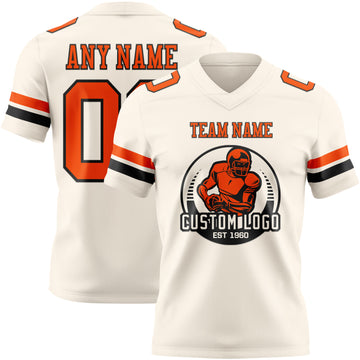 Custom Cream Orange-Black Authentic Football Jersey