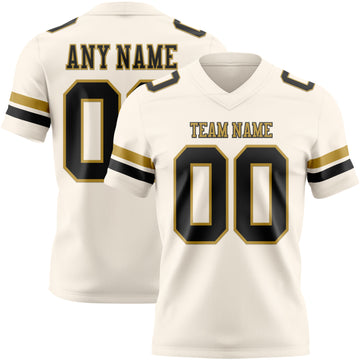 Custom Cream Black-Old Gold Authentic Football Jersey