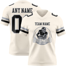 Load image into Gallery viewer, Custom Cream Black-Gray Authentic Football Jersey