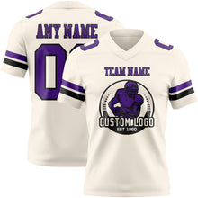 Load image into Gallery viewer, Custom Cream Purple-Black Authentic Football Jersey