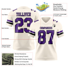 Load image into Gallery viewer, Custom Cream Purple-Black Authentic Football Jersey