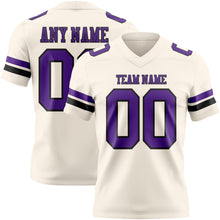 Load image into Gallery viewer, Custom Cream Purple-Black Authentic Football Jersey