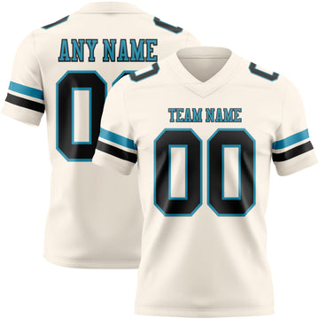 Custom Cream Black-Panther Blue Authentic Football Jersey