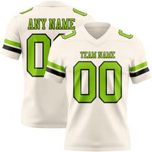Load image into Gallery viewer, Custom Cream Neon Green-Black Authentic Football Jersey