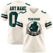 Load image into Gallery viewer, Custom Cream Midnight Green-Black Authentic Football Jersey