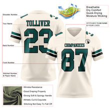 Load image into Gallery viewer, Custom Cream Midnight Green-Black Authentic Football Jersey