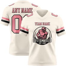 Load image into Gallery viewer, Custom Cream Medium Pink-Black Authentic Football Jersey