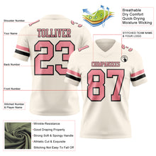 Load image into Gallery viewer, Custom Cream Medium Pink-Black Authentic Football Jersey