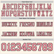 Load image into Gallery viewer, Custom Cream Medium Pink-Black Authentic Football Jersey