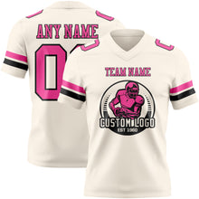 Load image into Gallery viewer, Custom Cream Pink-Black Authentic Football Jersey