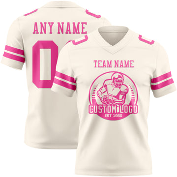 Custom Cream Pink Authentic Football Jersey