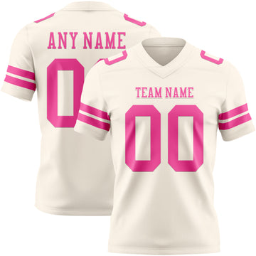 Custom Cream Pink Authentic Football Jersey