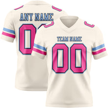 Load image into Gallery viewer, Custom Cream Pink Black-Light Blue Authentic Football Jersey