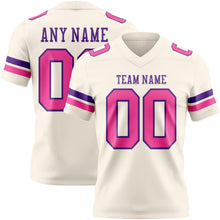 Load image into Gallery viewer, Custom Cream Pink-Purple Authentic Football Jersey