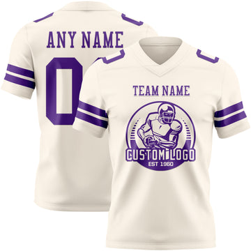 Custom Cream Purple Authentic Football Jersey