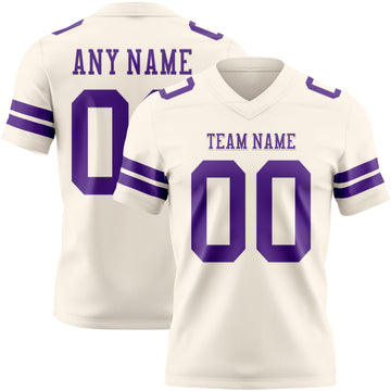 Custom Cream Purple Authentic Football Jersey