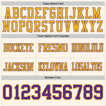Load image into Gallery viewer, Custom Cream Purple-Gold Authentic Football Jersey