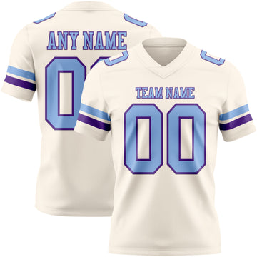 Custom Cream Light Blue-Purple Authentic Football Jersey