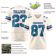 Load image into Gallery viewer, Custom Cream Teal-Purple Authentic Football Jersey