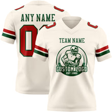 Load image into Gallery viewer, Custom Cream Red-Green Authentic Football Jersey